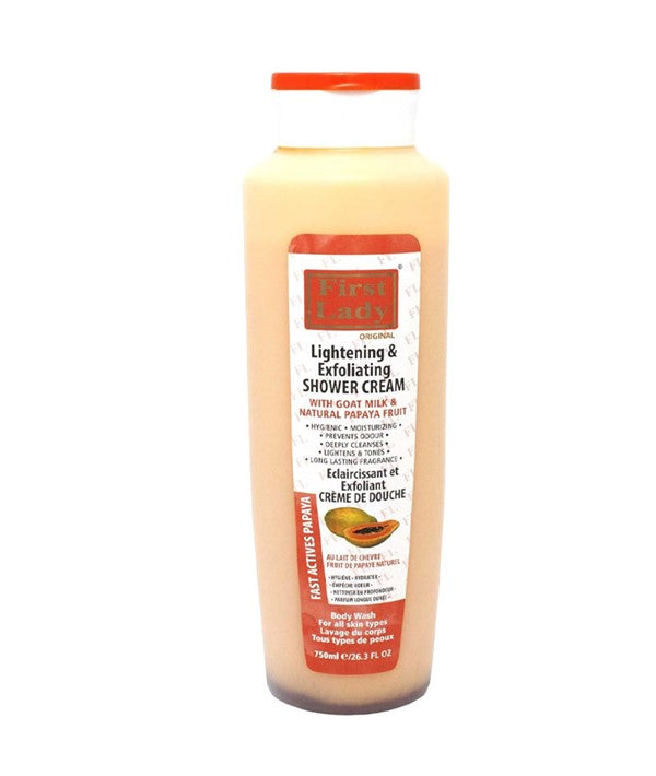FIRST LADY PAPAYA SKIN LIGHTENING EXFOLIATING SHOWER CREAM 750ml Skin Moisturizing Asetena Pa
