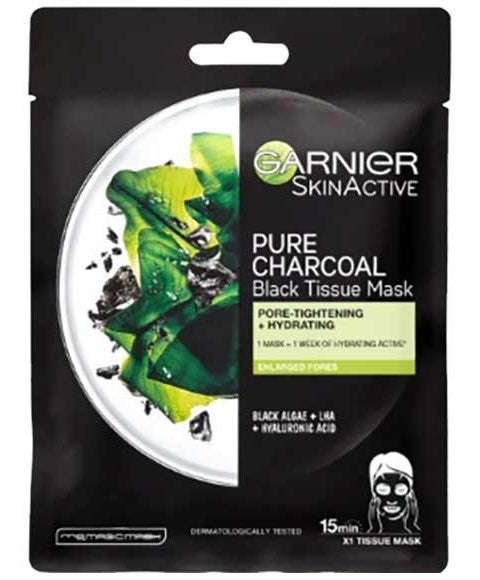 SKIN ACTIVE PURE CHARCOAL BLACK TISSUE MASK 28g Skin Wash Asetena Pa