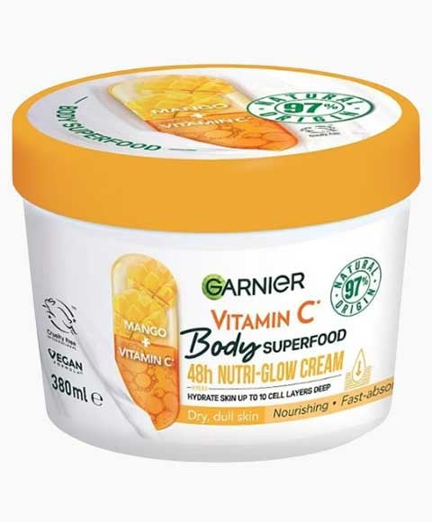 GARNIER MANGO VITAMIN C BODY SUPERFOOD GLOW CREAM 380 ml Skin Moisturizing Asetena Pa