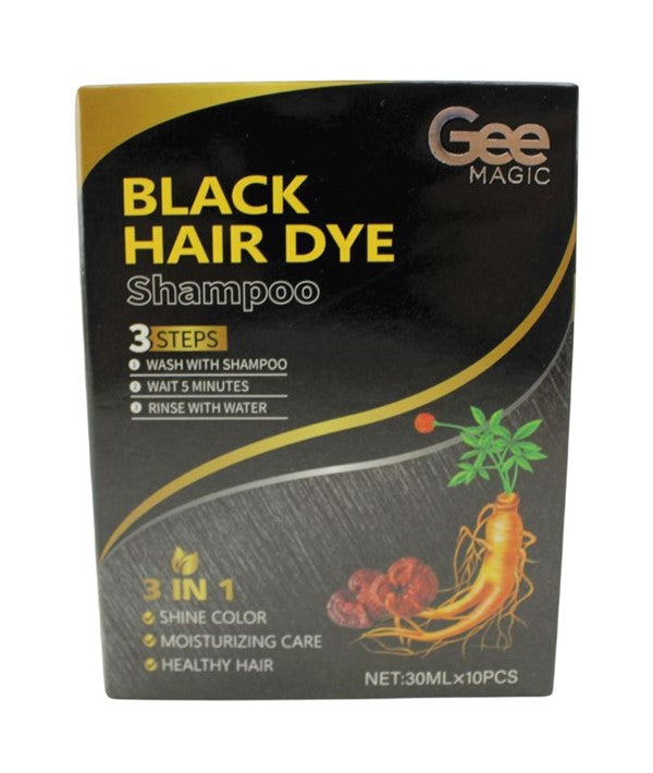 GEE MAGIC BLACK HAIR DYE SHAMPOO 30mlx10Pcs Shampoo Asetena Pa