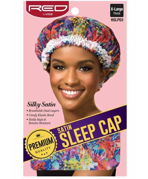 SATIN SLEEP CAP FLORAL HSLP03 X Large Durags and Caps Asetena Pa
