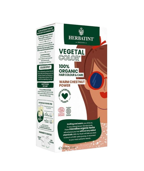 HERBATINT VEGETAL ORGANIC HAIR COLOR WARM CHESTNUT POWER 100 g Hair Color Asetena Pa