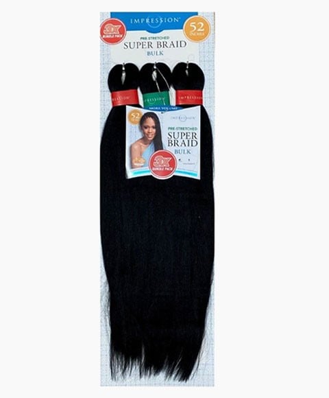 IMPRESSION SYN PRE STRETCHED 3X SUPER BULK 52 inch Color T1B/Emerald Hair for Braid Extensions Asetena Pa