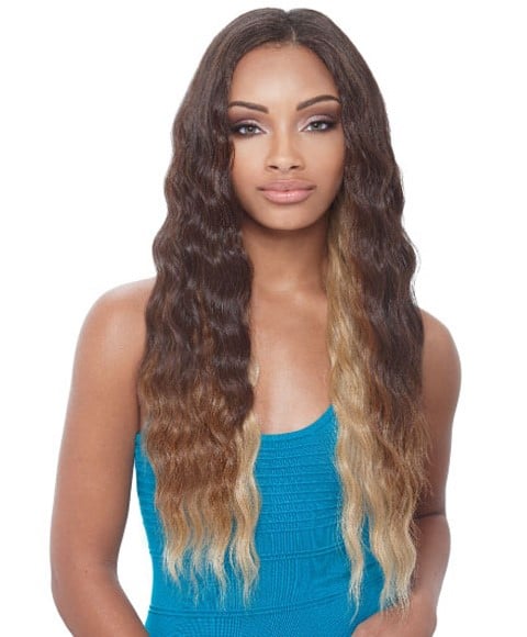 NATURAL BRAZILIAN BUNDLE 1 PACK SOLUTION SYN LOOSE WAVE 6PCS Color OM3T613 Synthetic Weave Hair Asetena Pa