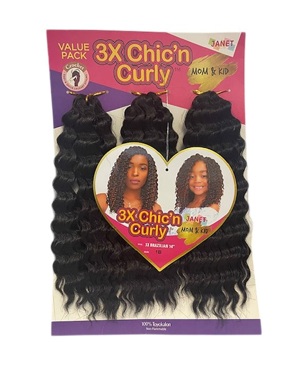 3X CHIC N CURLY SYN BRAZILIAN BRAID 10 Color 1 Hair for Braid Extensions Asetena Pa