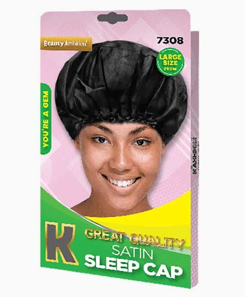 BEAUTY AMBITION GREAT QUALITY SATIN SLEEP CAP 7308 Large Color Black Durags and Caps Asetena Pa