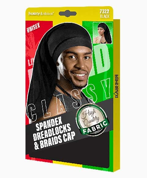 BEAUTY AMBITION CLASSY SPANDEX DREADLOCKS AND BRAIDS CAP 7322 Color Black Durags and Caps Asetena Pa