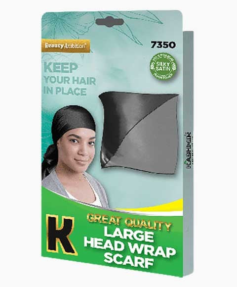 BEAUTY AMBITION GREAT QUALITY LARGE HEAD WRAP SCARF 7350 Color Black Durags and Caps Asetena Pa