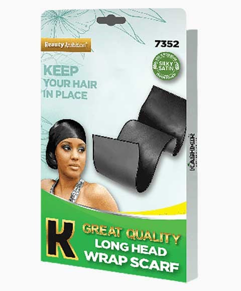 BEAUTY AMBITION GREAT QUALITY LONG HEAD WRAP SCARF 7352 Color Black Durags and Caps Asetena Pa