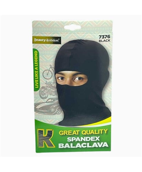 BEAUTY AMBITION GREAT QUALITY SPANDEX BALACLAVA 7376 BLACK 40cmX25cm Durags and Caps Asetena Pa