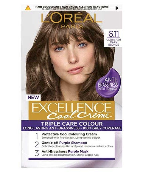 EXCELLENCE COOL CREME COLOUR 6.11 ULTRA ASH DARK BLONDE Hair Color Asetena Pa
