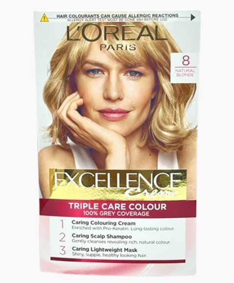 EXCELLENCE CREME ADVANCED TRIPLE CARE CREME COLOUR Color 8 Hair Color Asetena Pa