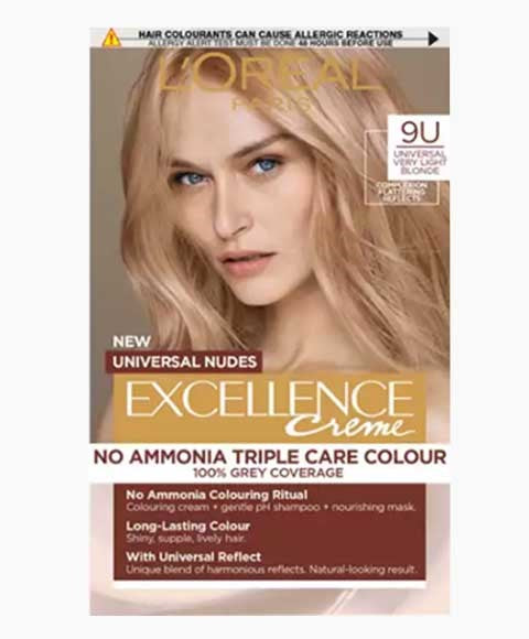 EXCELLENCE CREME NO AMMONIA TRIPLE CARE HAIR COLOUR 9U UNIVERSAL VERY LIGHT BLONDE Hair Color Asetena Pa
