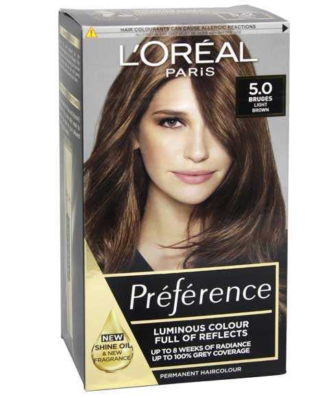 PREFERENCE INFINIA PERMANENT COLOR 5 PALMA Color Natural Light Brown Hair Color Asetena Pa