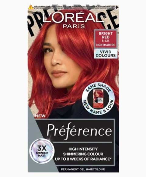 PREFERENCE HIGH INTENSITY PERMANENT GEL HAIR COLOUR BRIGHT RED Hair Color Asetena Pa