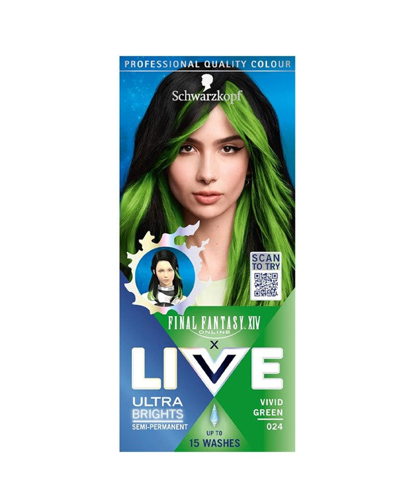 LIVE ULTRA BRIGHT SEMI PERMANENT VIVID GREEN 024 Hair Color Asetena Pa