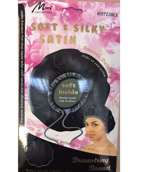 SOFT AND SILKY SATIN DRAWSTRING BONNET M9723BLK Color M9723BLK Durags and Caps Asetena Pa