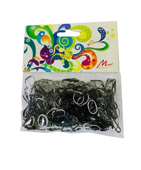 MAGIC QUALITY ELASTIC RUBBER BAND 322 BLACK AND WHITE 275 pcs Kids Hair Accessories Asetena Pa