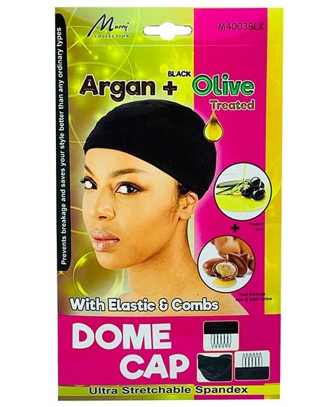 MURRY COLLECTION DOME CAP WITH ELASTIC AND COMBS Color Black Durags and Caps Asetena Pa