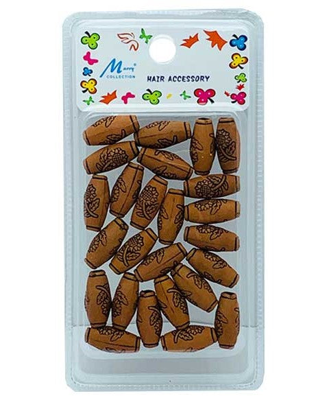 HAIR ACCESSORY WOODEN BEADS MC22 Small Color Brown Kids Hair Accessories Asetena Pa
