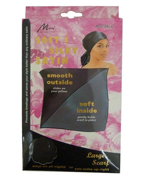 MURRY SOFT AND SILKY SATIN LARGE SCARF M779BLK Color Black Durags and Caps Asetena Pa