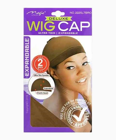 MAGIC COLLECTION DELUXE EXPANDABLE WIG CAP 2225LTBRO 2 pcs Color Brown Extensions Accessories Asetena Pa