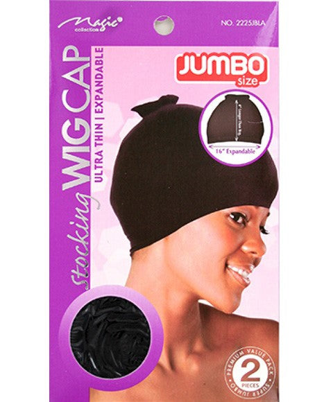 JUMBO STOCKING WIG CAP 2225JBLA 2 Pieces Color Black Extensions Accessories Asetena Pa