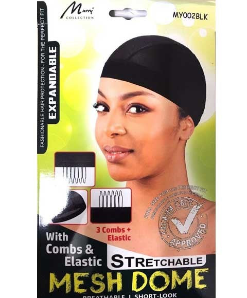MURRY COLLECTION MESH DOME CAP WITH COMBS AND ELASTIC MY002 Blk Color Black Durags and Caps Asetena Pa