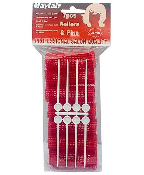 MAYFAIR PIN ROLLERS DEEP RED 7x26 mm Kids Hair Accessories Asetena Pa