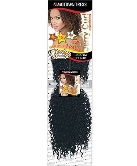 MOTOWN TRESS SYN CJC 9M BRAZILIAN JERRY CURL BRAID Color M1B/PUR Hair for Braid Extensions Asetena Pa