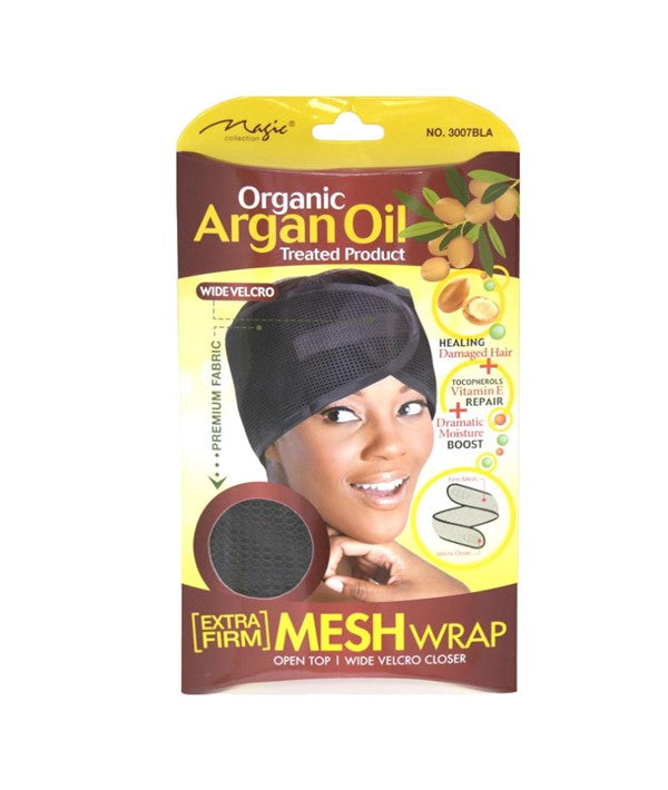 MAGIC COLLECTION ORGANIC ARGAN OIL EXTRA FIRM MESH WRAP 3007BLA Durags and Caps Asetena Pa