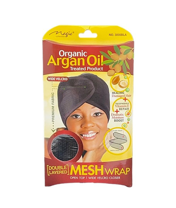MAGIC COLLECTION ORGANIC ARGAN OIL TREATED PRODUCT MESH WRAP 3005BLA Durags and Caps Asetena Pa