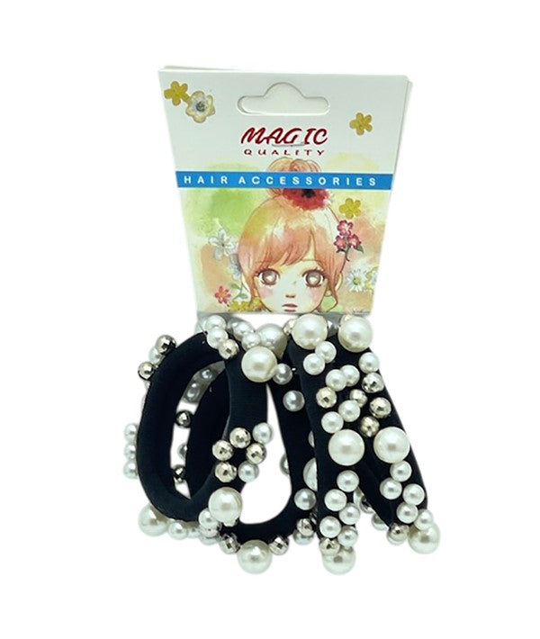 MAGIC QUALITY PEARL BEADED ELASTIC HAIR TIES TP50 Kids Hair Accessories Asetena Pa