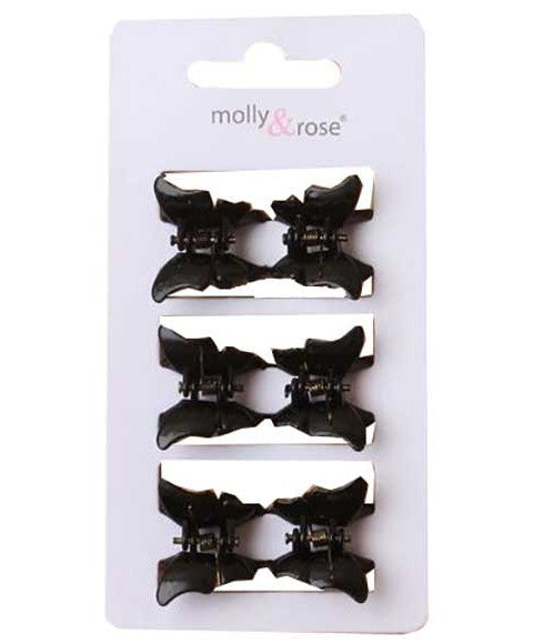 BLACK BUTTERFLY MINI CLAMPS 8314 6 pcs Color Black Kids Hair Accessories Asetena Pa