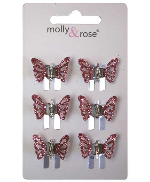 GLITTER BUTTERFLY MINI CLAMPS ASSORTED 4020 Kids Hair Accessories Asetena Pa