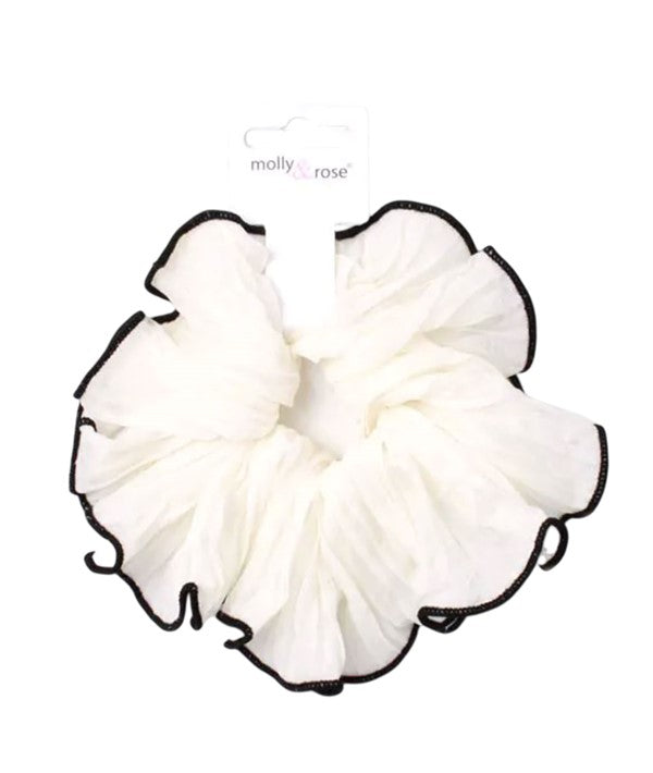 BLACK AND CREAM CONTRAST EDGE SCRUNCHIE Large Color Assorted Kids Hair Accessories Asetena Pa