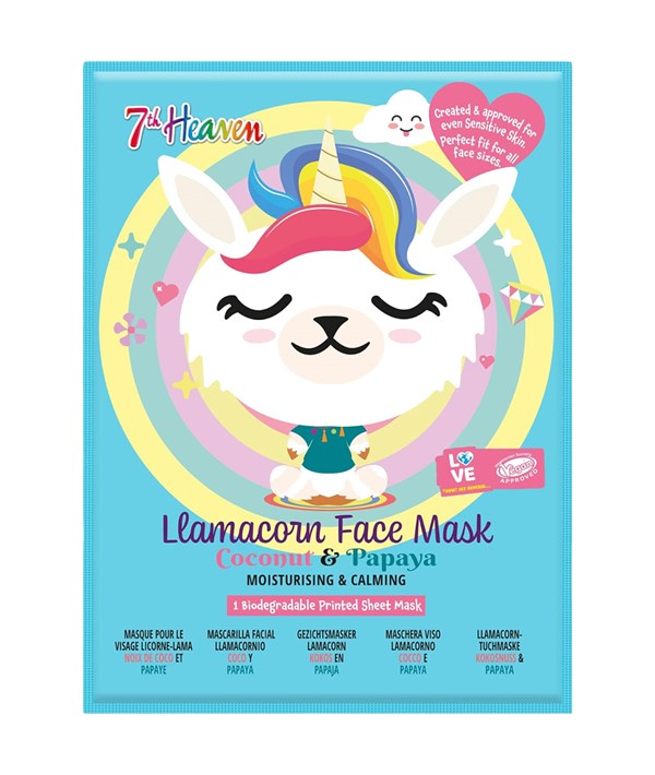 7TH HEAVEN COCONUT AND PAPAYA LLAMACORN FACE MASK 1 Sheet Mask Skin Wash Asetena Pa
