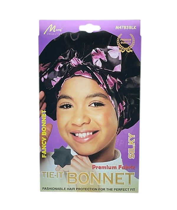 KIDS TIE IT SILKY FANCY BONNET M4783BLK Kids Hair Accessories Asetena Pa