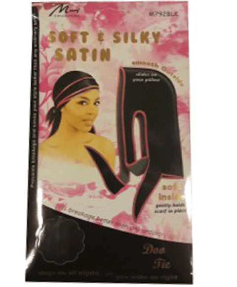 SOFT AND SILKY SATIN DOO TIE M792BLK Color Black Durags and Caps Asetena Pa