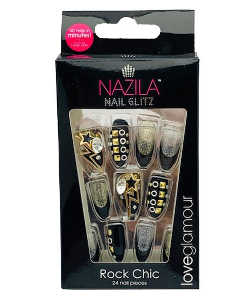 NAIL GLITZ LOVE GLAMOUR ROCK CHIC 24 Nails Nails Asetena Pa