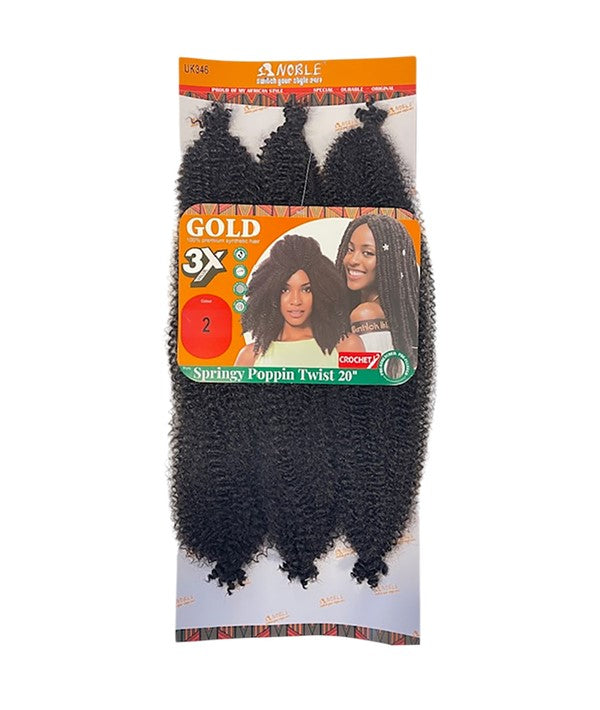 NOBLE GOLD SYNTHETIC 3X SPRINGY POPPIN TWIST BRAIDS 20 Inches Color 2 Hair for Braid Extensions Asetena Pa