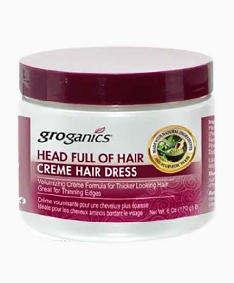 GROGANICS HEAD FULL OF HAIR CREME HAIR DRESS VOLUMIZING CREME 177.44 ml (Pack of 6) Treatments Asetena Pa