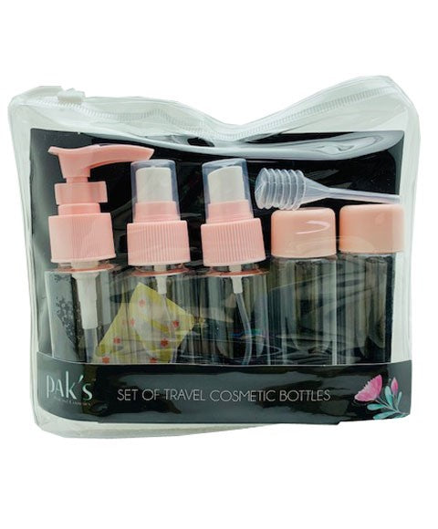 PAKS SET OF TRAVEL COSMETIC BOTTLE Travel Size Color Pink Salon Accessories Asetena Pa
