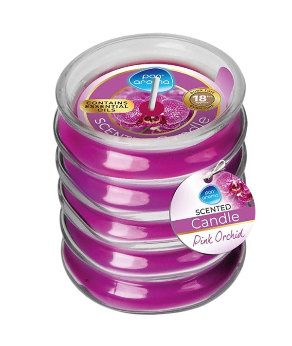 RIBBED GLASS SCENTED CANDLE PINK ORCHID Candles Asetena Pa
