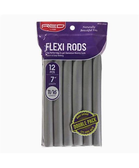 RED BY KISS FLEXI RODS HRF07VP 7'' Length (12 Pcs) Color Grey 11/16 Diameter Salon Accessories Asetena Pa