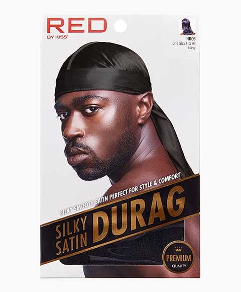 RED BY KISS SILKY SMOOTH SATIN DURAG HD06 one size fits all Color Navy Durags and Caps Asetena Pa