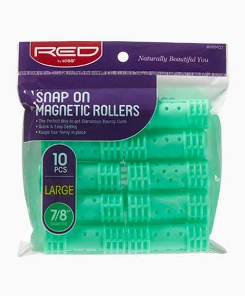 RED BY KISS SNAP ON MAGNETIC ROLLERS HRM03 Large (10 Pcs) Color Green 7/8 Diameter Kids Hair Accessories Asetena Pa