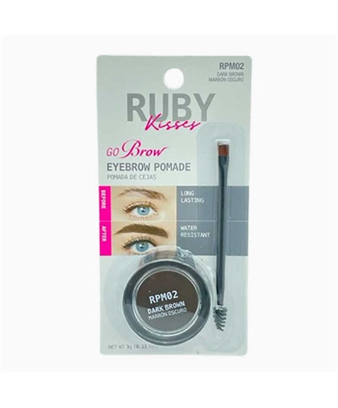 RUBY KISSES GO BROW POMADE RPM02 DARK BROWN 3 g Eye Makeup Asetena Pa
