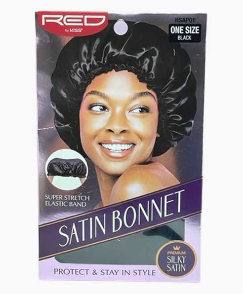 SILKY SATIN BONNET HSAP01 BLACK One Size Color Black Durags and Caps Asetena Pa