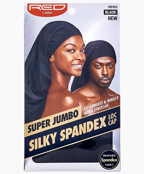 RED BY KISS SUPER JUMBO SILKY SPANDEX LOC CAP HD103 Color Black Durags and Caps Asetena Pa